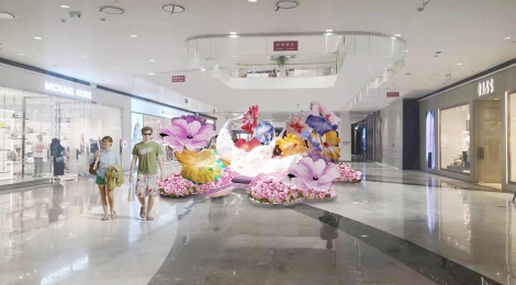 兰州中心1F中庭纸材料布置设计